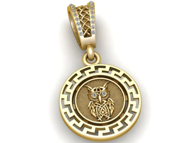 Celtic Owl Medallion Pendant 3D Printable Model 3D Print Model .c4d .max .obj .3ds .fbx .stl .blend 