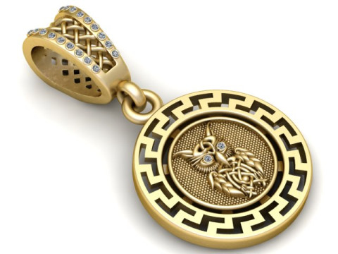 凯尔特猫头鹰奖章吊坠 3D 打印模型 3D 打印模型