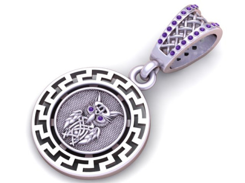 凯尔特猫头鹰奖章吊坠 3D 打印模型 3D 打印模型