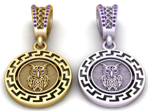 凯尔特猫头鹰奖章吊坠 3D 打印模型 3D 打印模型