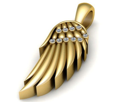 Modello stampabile 3D con ciondolo ala d'angelo Modello di stampa 3D