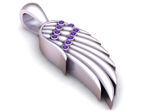 Modello stampabile 3D con ciondolo ala d'angelo Modello di stampa 3D