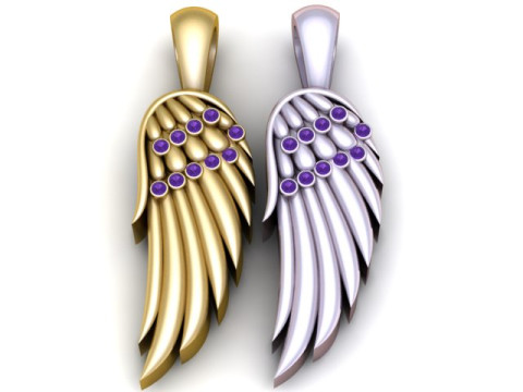 Modello stampabile 3D con ciondolo ala d'angelo Modello di stampa 3D