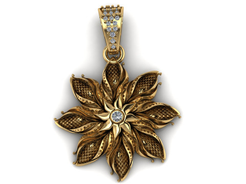 Premium Honeycomb Flower Pendant 3D Printable Model 3D Print Model