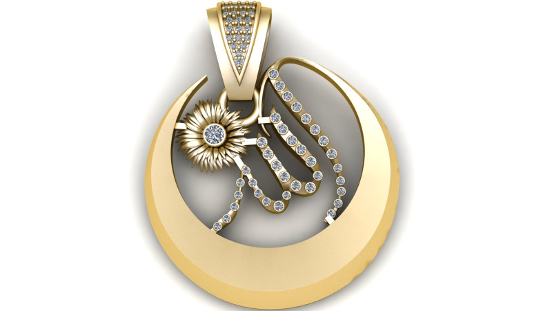 安拉名字书法吊坠 3D 打印模型 3D 打印模型 .c4d .max .obj .3ds .fbx .stl .blend