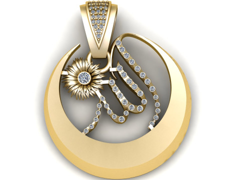 安拉名字书法吊坠 3D 打印模型 3D 打印模型