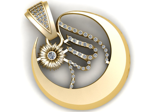 安拉名字书法吊坠 3D 打印模型 3D 打印模型