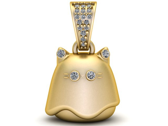 可爱的猫幽灵吊坠 3D 打印模型 3D 打印模型 .c4d .max .obj .3ds .fbx .stl .blend 