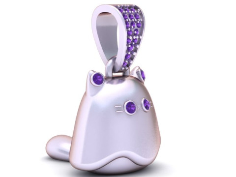 可爱的猫幽灵吊坠 3D 打印模型 3D 打印模型