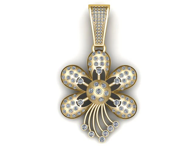 Flower Pendant 3D Printable Model 3D Print Model .c4d .max .obj .3ds .fbx .stl .blend 
