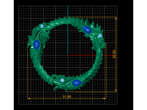 Modelo para impressão 3D de pingente de círculo de dragão Modelo de Impressão 3D