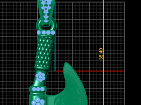 Model Cetak 3D Liontin Kapak Viking Model Cetak 3D