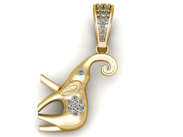 大象吊坠 3D 打印模型 3D 打印模型 .c4d .max .obj .3ds .fbx .stl .blend 