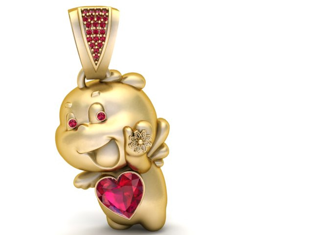 Кулон с милым сердечком 3D модель для печати 3D Принт Модель .c4d .max .obj .3ds .fbx .stl .blend 