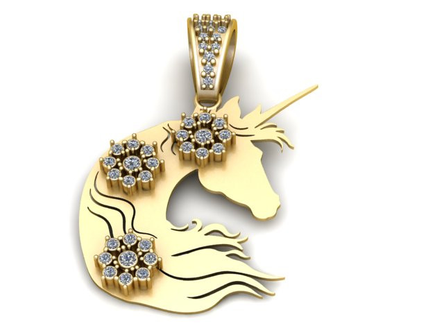 Unicorn Pendant 3D Printable Model 3D Print Model .c4d .max .obj .3ds .fbx .stl .blend