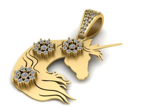 Einhorn-Anhänger 3D-druckbares Modell 3D Druckmodell