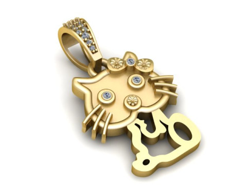 Cat Pendant 3D Printable Model 3D Print Model