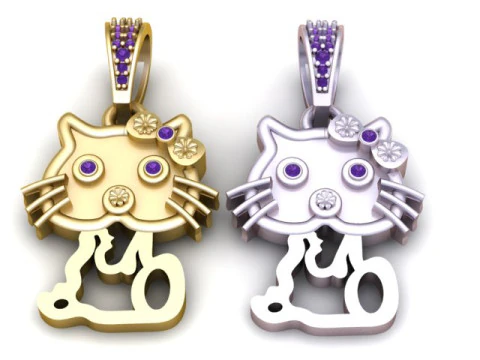 Cat Pendant 3D Printable Model 3D Print Model