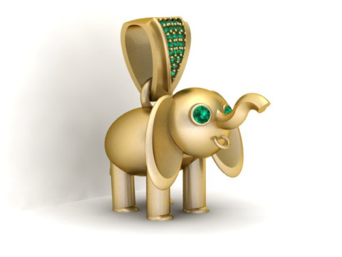 Elegant gouden olifant hanger 3D sieradenmodel 3D printmodel