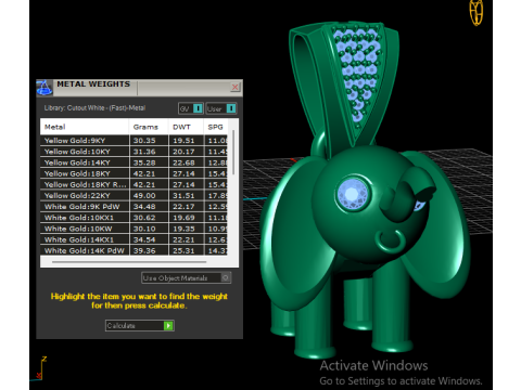 Elegant gouden olifant hanger 3D sieradenmodel 3D printmodel