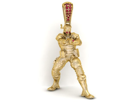 Gold Warrior Soldier Pendant Detailed 3D Jewelry Model 3D Print Model