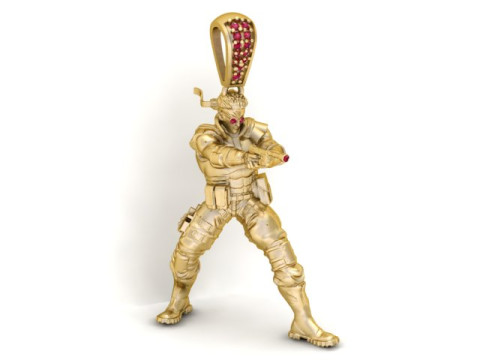 Złoty wisiorek żołnierza wojownika Szczegółowy model biżuterii 3D Model do druku 3D