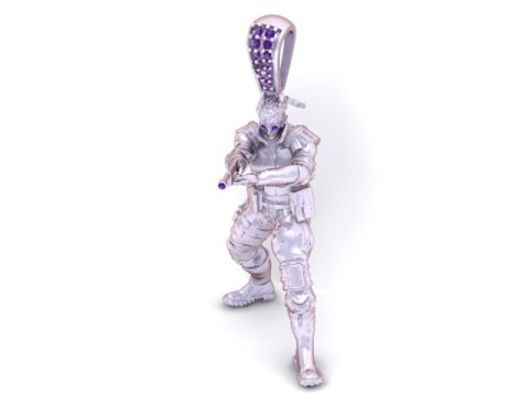 Złoty wisiorek żołnierza wojownika Szczegółowy model biżuterii 3D Model do druku 3D