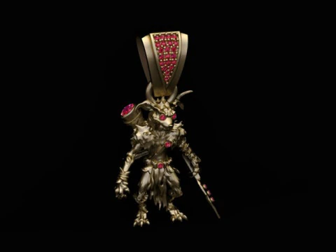 Gold Monster Warrior Pendant Ultra-Detailed 3D Jewelry Model 3D Print Model