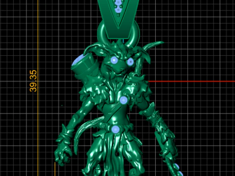 Gold Monster Warrior Pendant Ultra-Detailed 3D Jewelry Model 3D Print Model