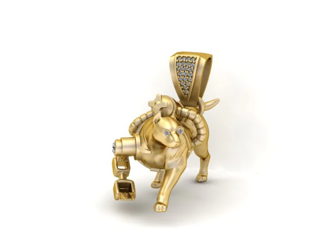 LGold Robo-Panther Pendant Futuristic 3D Jewelry Model 3D Print Model .c4d .max .obj .3ds .fbx .stl .blend