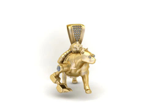 LGold Robo-Panther Pendant Futuristic 3D Jewelry Model 3D Print Model