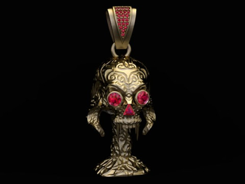 Liontin Wajah Penjahat Emas Model Perhiasan 3D Terperinci Model Cetak 3D