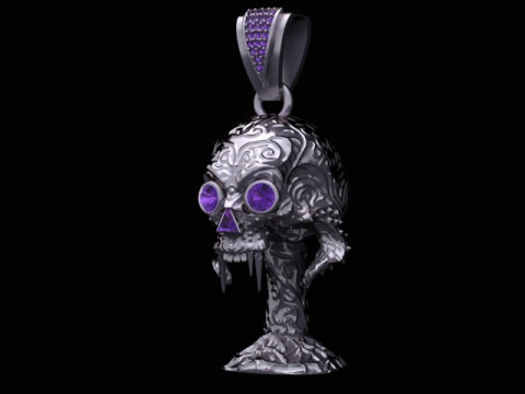 Liontin Wajah Penjahat Emas Model Perhiasan 3D Terperinci Model Cetak 3D