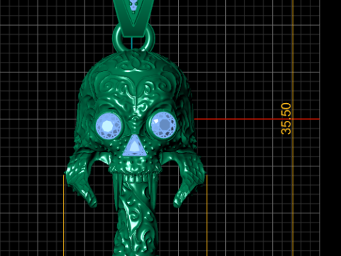Liontin Wajah Penjahat Emas Model Perhiasan 3D Terperinci Model Cetak 3D