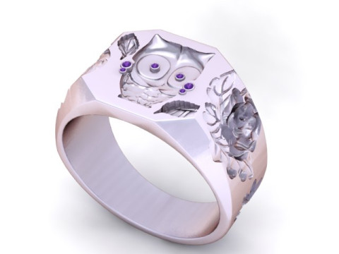 Anello gufo dorato Modello elegante e dettagliato di gioielli 3D Modello di stampa 3D