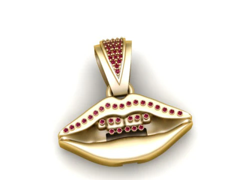 Gouden lippen hanger 3D printbaar model 3D printmodel