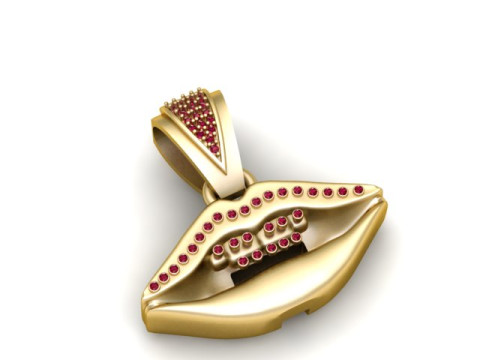 Modello stampabile 3D con ciondolo labbra dorate Modello di stampa 3D