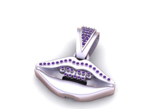 Modello stampabile 3D con ciondolo labbra dorate Modello di stampa 3D