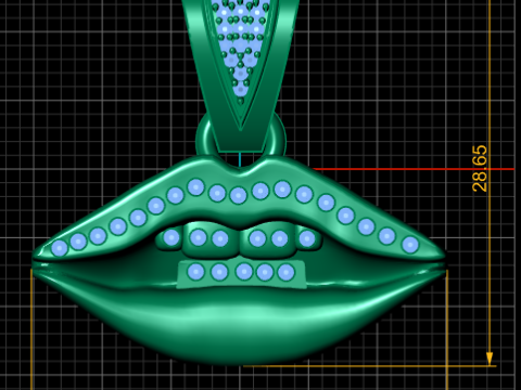 Modello stampabile 3D con ciondolo labbra dorate Modello di stampa 3D