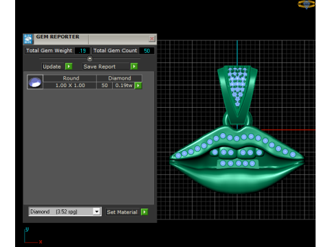 Modello stampabile 3D con ciondolo labbra dorate Modello di stampa 3D