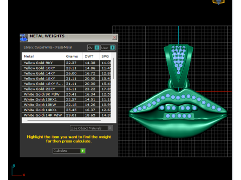 Modello stampabile 3D con ciondolo labbra dorate Modello di stampa 3D