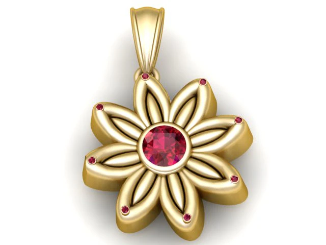 Golden Flower Pendant 3D Printable Model 3D Print Model .c4d .max .obj .3ds .fbx .stl .blend 
