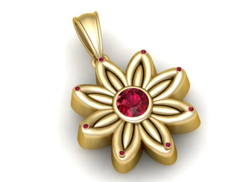 Golden Flower Pendant 3D Printable Model 3D Print Model
