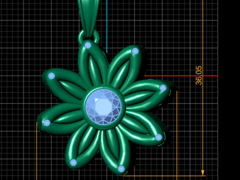 Golden Flower Pendant 3D Printable Model 3D Print Model