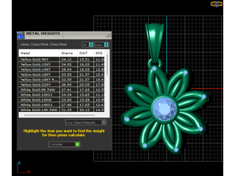 Golden Flower Pendant 3D Printable Model 3D Print Model