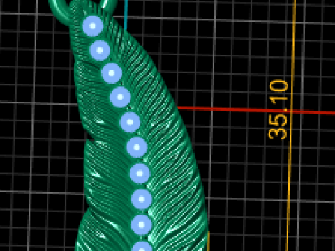 Gouden veer Ruby lijn hanger 3D afdrukbare sieraden model STL-OBJ 3D printmodel