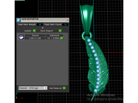 Gouden veer Ruby lijn hanger 3D afdrukbare sieraden model STL-OBJ 3D printmodel