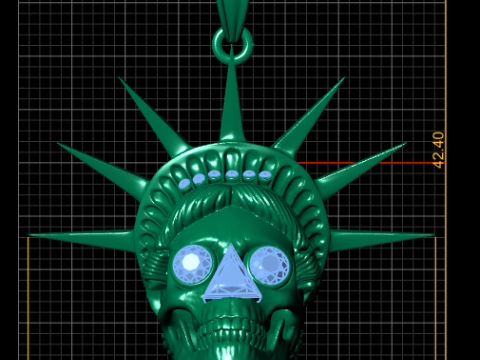 Model Cetak 3D Liontin Tengkorak Liberty Mahkota Ruby Model Cetak 3D