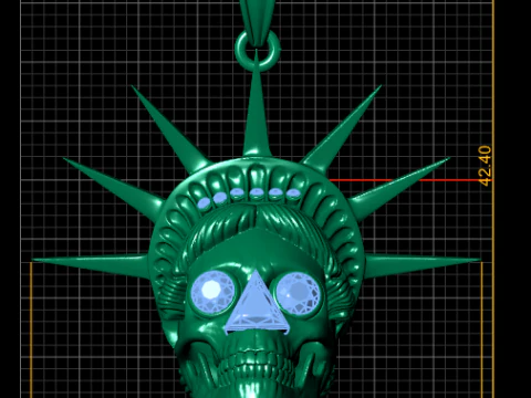 Ruby-Crowned Liberty Skull Pendant 3D Printable Model 3D Print Model