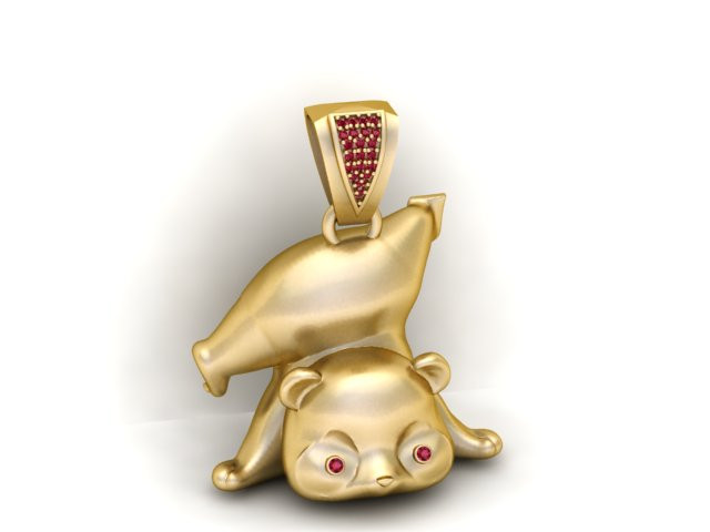 Golden Funny Bear Pendant 3D Printable Model 3D Print Model .c4d .max .obj .3ds .fbx .stl .blend